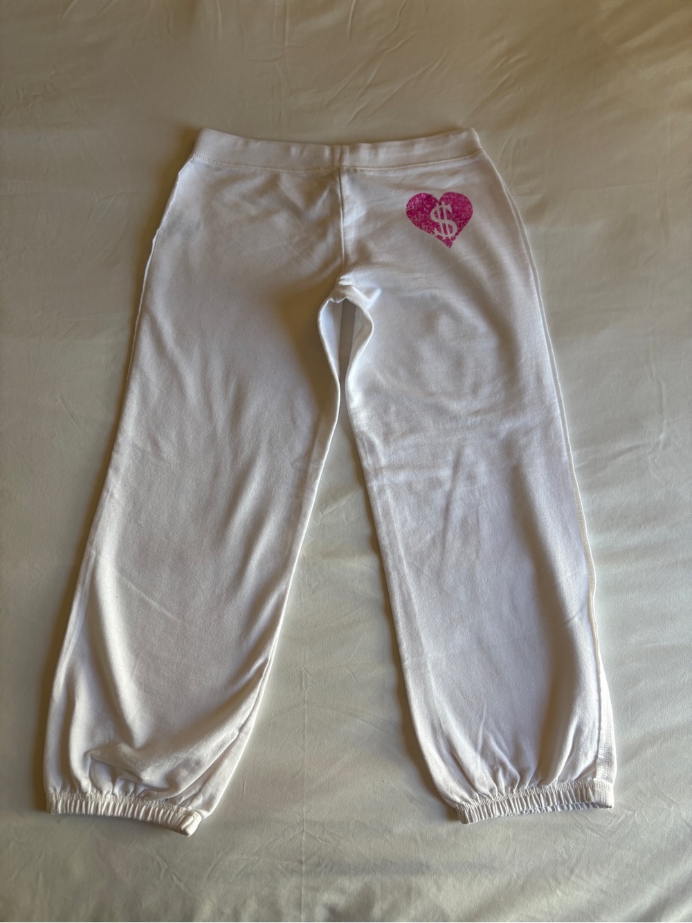 Planet Gold White Graphic Capri Sweatpants Heart Dollar Sign Y2K Streetwear Cozy